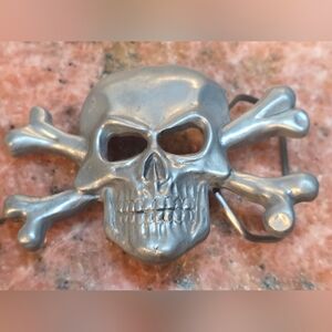 Vintage Skull & Crossbones Belt Buckle-Cast Metal Great American Products 4769